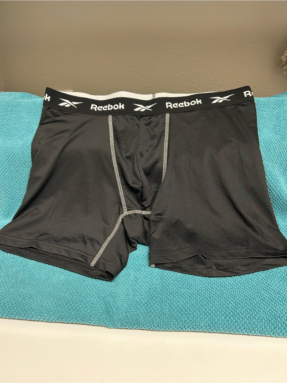 Reebok Black Men's Athletic Boxer Briefs with White Logo Waistband